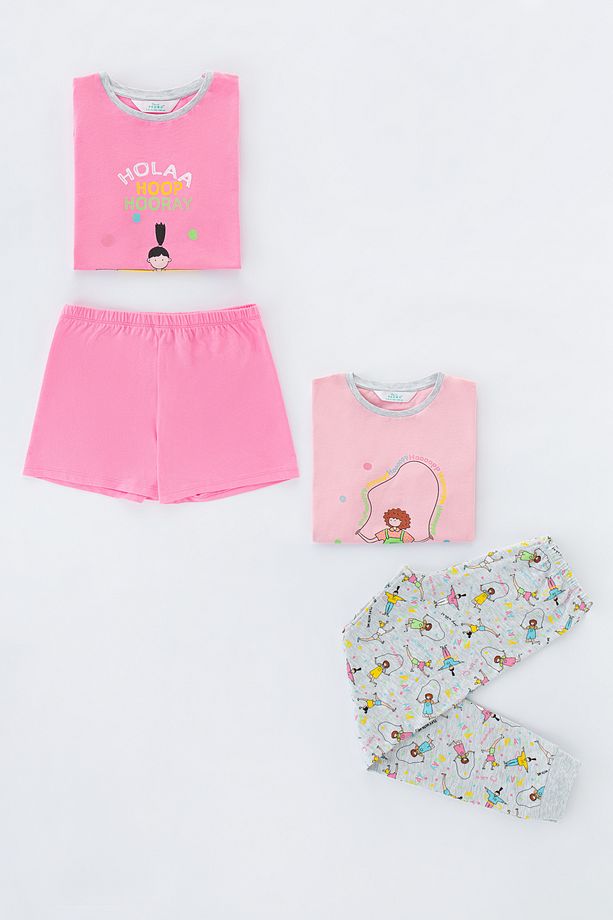 Kız Çocuk Hoolahoop Ss 4lü Pijama Takımı - 1