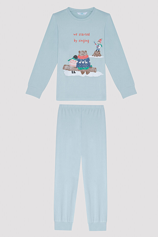 Unisex Sing LS Thermal Blue Pajama Set