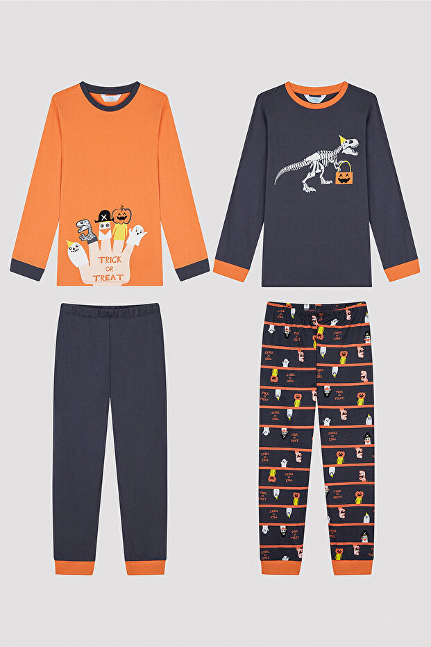 Men's Puppet Patterned 2-Piece Pajama Set - 5