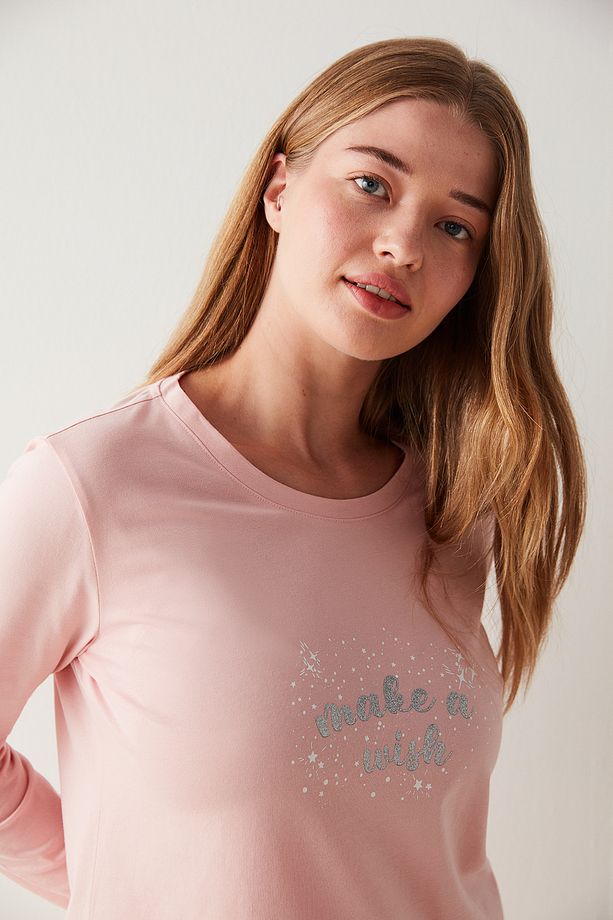 Pembe Make A Wish Pantolon Pijama Takımı - 5