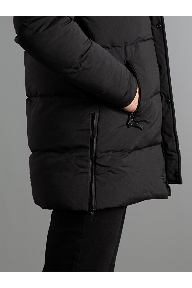 Erkek Siyah Uzun Şişme Kaban 924 - 4