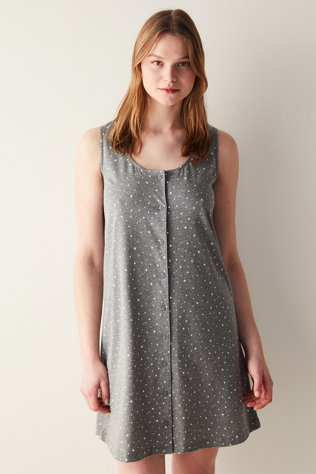Mama Printed Gray Nightgown