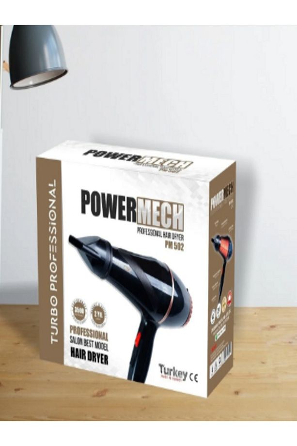 POWERMECH Pm-502 3500 Performans Profesyonel Kuaför Fön ve Saç Kurutma Makinesi Siyah  2500W - 3