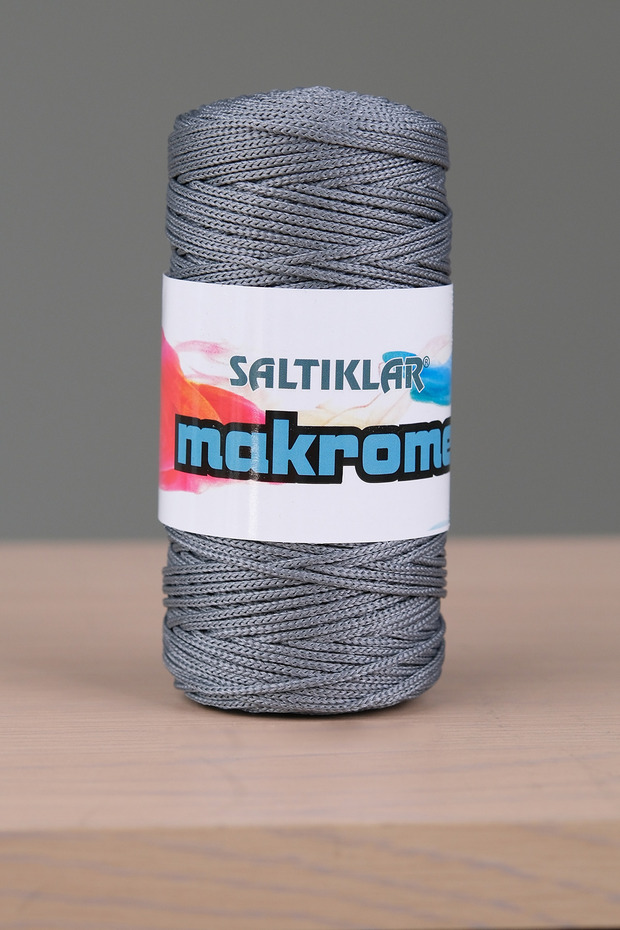 خيط مكرامية بوليستر 3 مم 100 جرام رمادي داكن-423 - 1