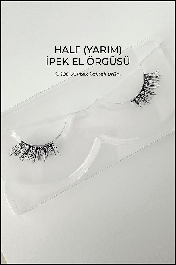 Half İpek Kirpik - Doğal ve Hafif Kirpik - Köşelere Takılan (Yarım Boy) Takma Kirpik - 3