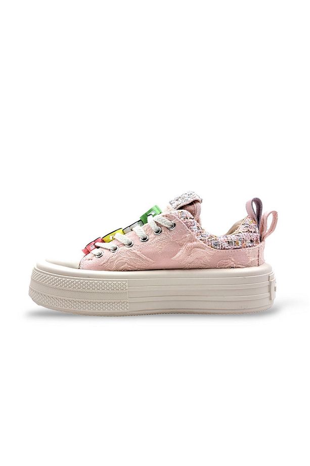 Foershadow Yüksek Tabanlı Emoji Ve Taş Detaylı Pembe Sneaker Spor Ayakkabı - 6