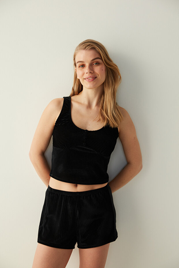 Siyah Kadife Atlet - 2