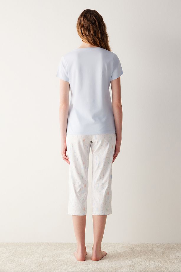 Spring Açık Mavi Kapri Pijama Takımı - 5