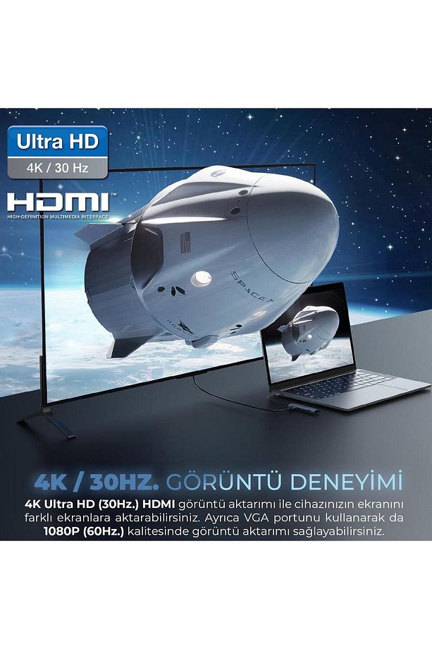 Bx17hb Type-c To Gigabit Ethernet Hdmı Pd Usb 3.2 Micro Sd/sd Vga Çoklayıcı Adaptör - 8