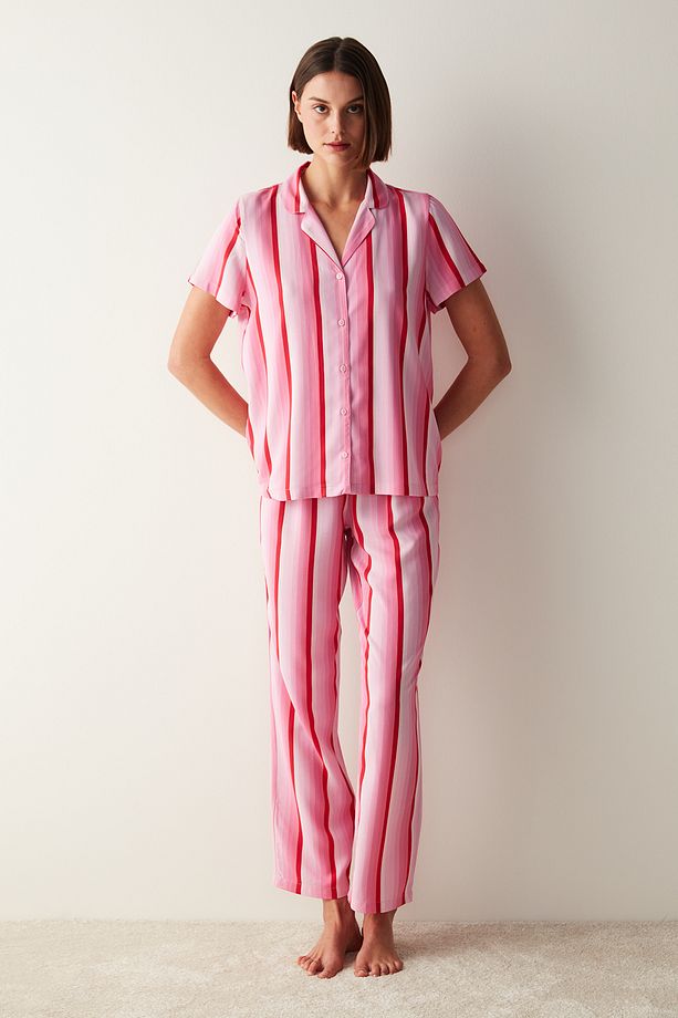 Base Yours Truly Pembe Gömlek Pantolon Pijama Takımı - 1