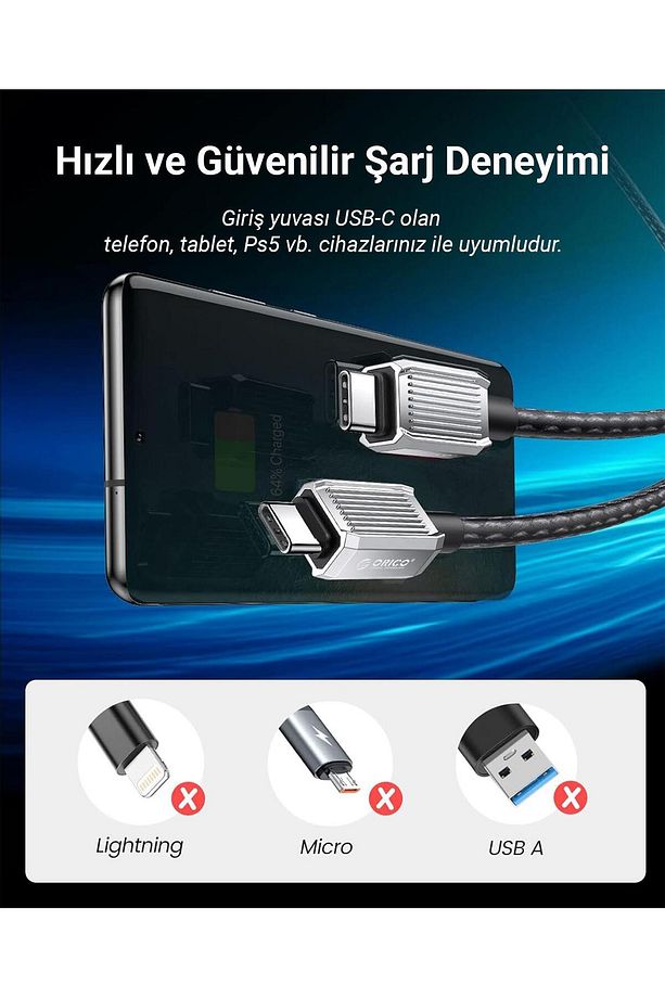 60w 3a Pd Type-c To Type-c Hızlı Şarj Ve Data Kablosu 1.5 Metre - 4
