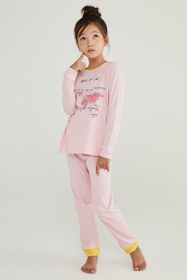 Kız Çocuk Cat Map 4lü Pijama Takımı - 2