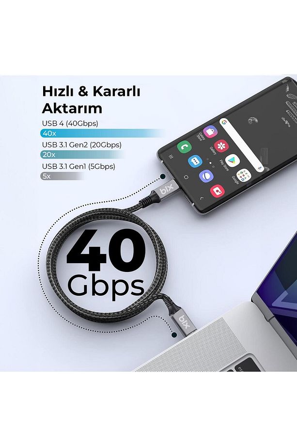 Usb4 Thunderbolt 3/4 Uyumlu Usb-c If Sertifikalı 240w 40gbps 8k 60hz Uhd Hızlı Şarj, Data Ve Gör - 5