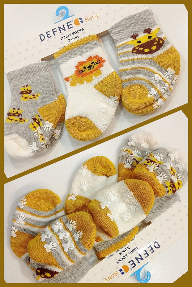 Baby 3-Piece Towel Anti-Slip Sole Cotton Socks, Baby Boy-Child Thick Winter Towel Socks
