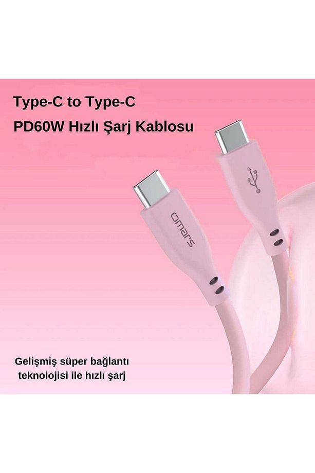 Type-c To Type-c Silikon Pd Hızlı Şarj Kablosu Pembe - 2