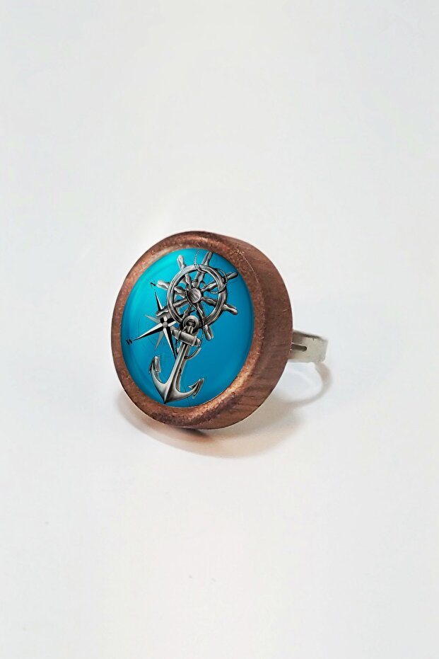 Anchor, Compass, Rudder Wooden Ring