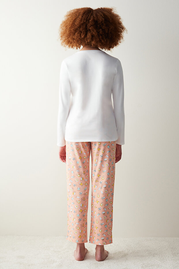 Pyjama-Set mit Katzen-Sternzeichen-Hose - 4