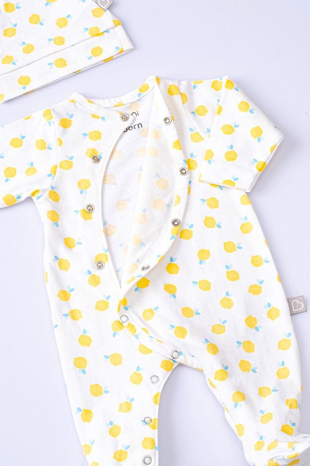Bebek Patikli Tulum Şapka Set Sarı Limonlar - 4