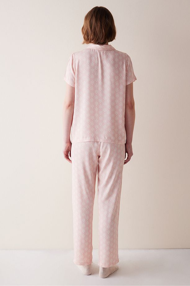 Josie Desenli Pembe Gömlek Pijama Takımı - 5