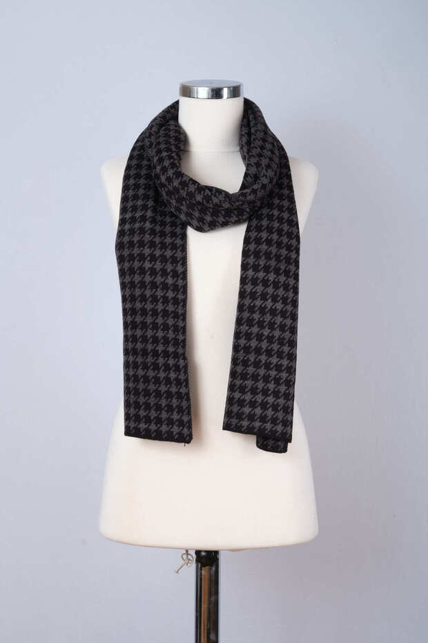 وشاح تريكو منقوش بنقشة Houndstooth - 3