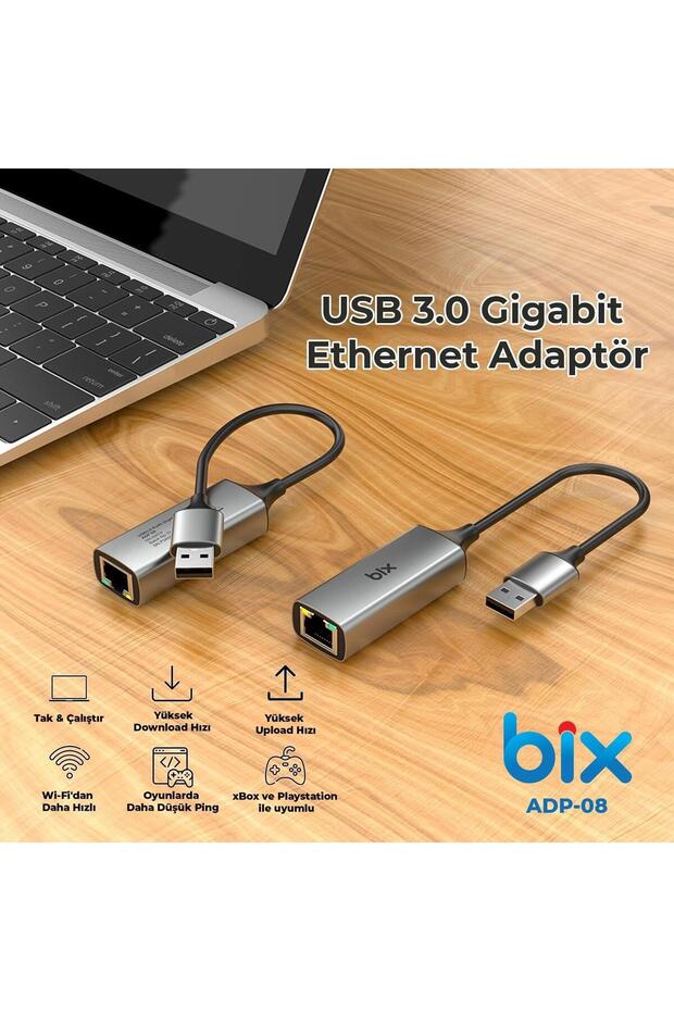 Adp-08 Usb 3.0 Gigabit Ethernet Dönüştürücü Adaptör - 6