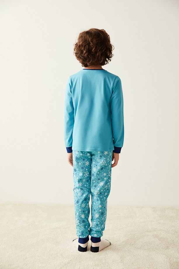Mavi Erkek Çocuk Snowtime Baskılı Pijama Takımı - 5
