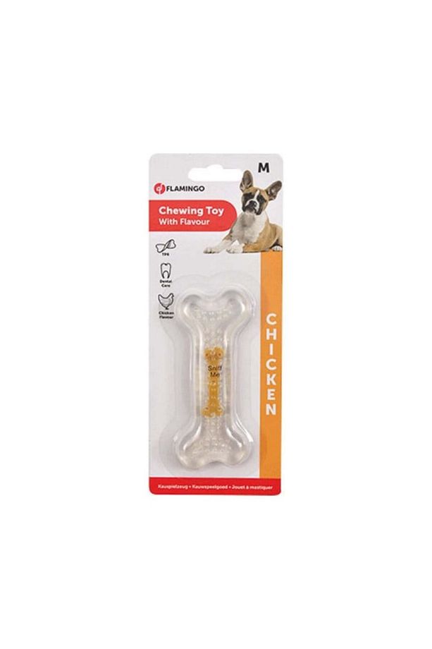Tavuk Kokulu Şeffaf Kemik Köpek Oyuncağı M 12 Cm - 1