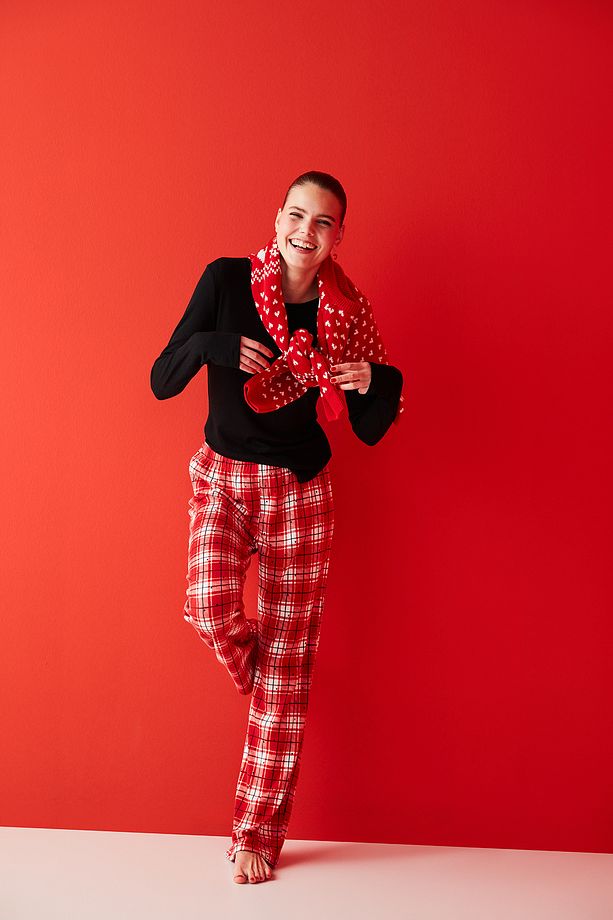 Çok Renkli Dark Checked Termal Pointel Pijama Takımı - 1