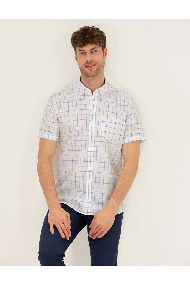 Light Blue Regular Fit Short Sleeve Shirt 50269178-Vr003