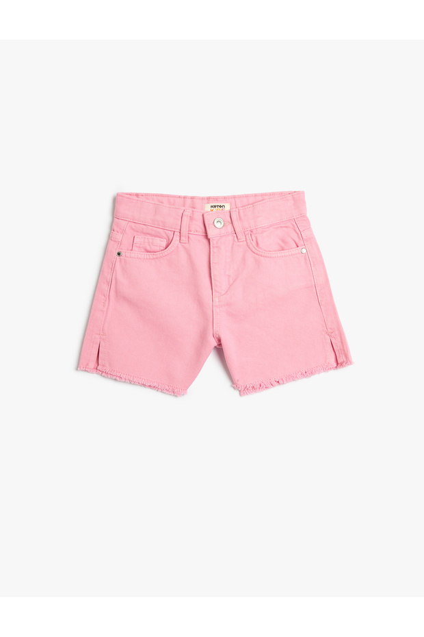 Denim Shorts with Slit Detail Pocket Cotton
