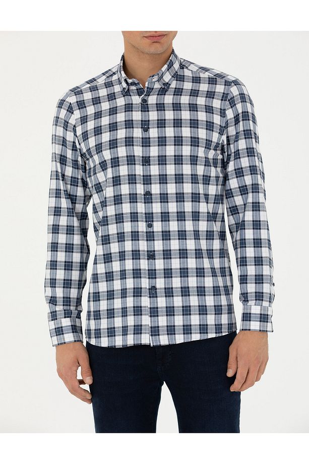 Lacivert Regular Fit Uzun Kollu Gömlek 50277746-vr033 - 6