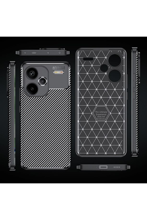 Redmi Note 13 Pro Plus | Kılıf Kamera Çıkıntılı Karbon Fiber Desenli Renk Atmaz Koruyucu Kapak - 5
