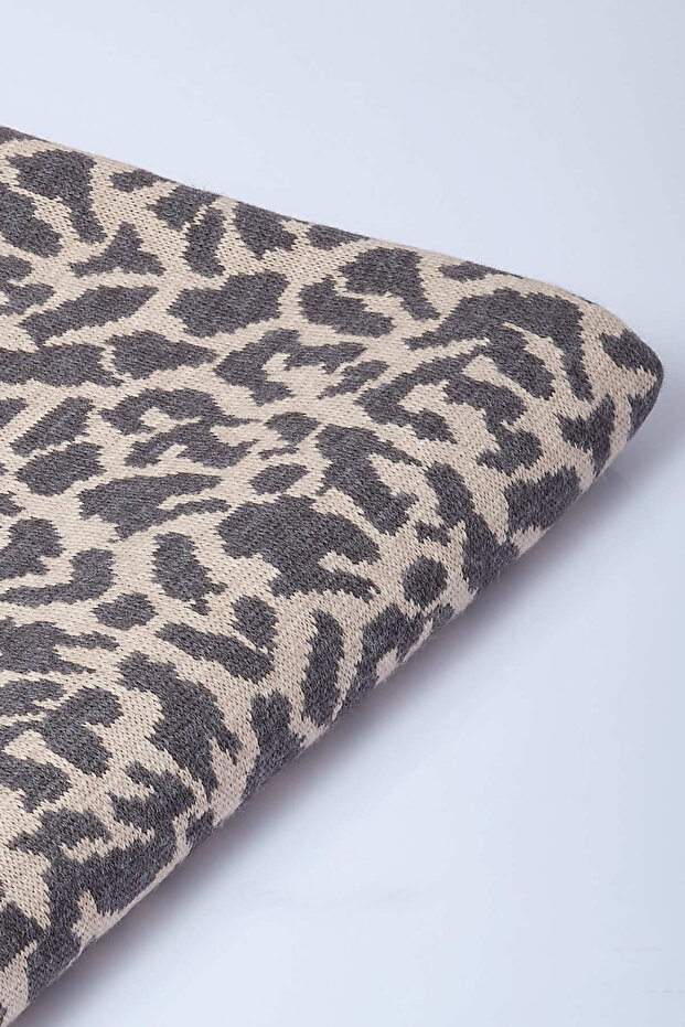 Leopar Desenli Triko Atkı - 5
