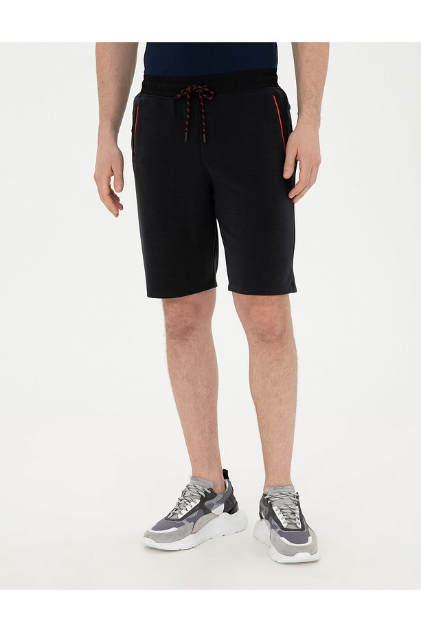 Siyah Slim Fit Örme Şort 50282267-VR046 - 2