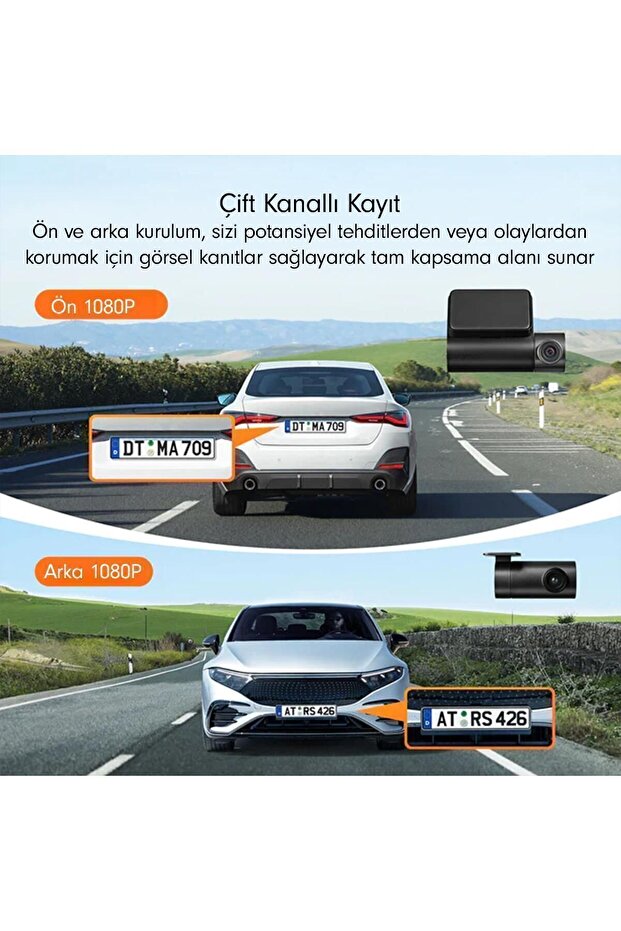 70mai A200 + RC11 Ön ve Arka Araç İçi Kamera Seti - 6