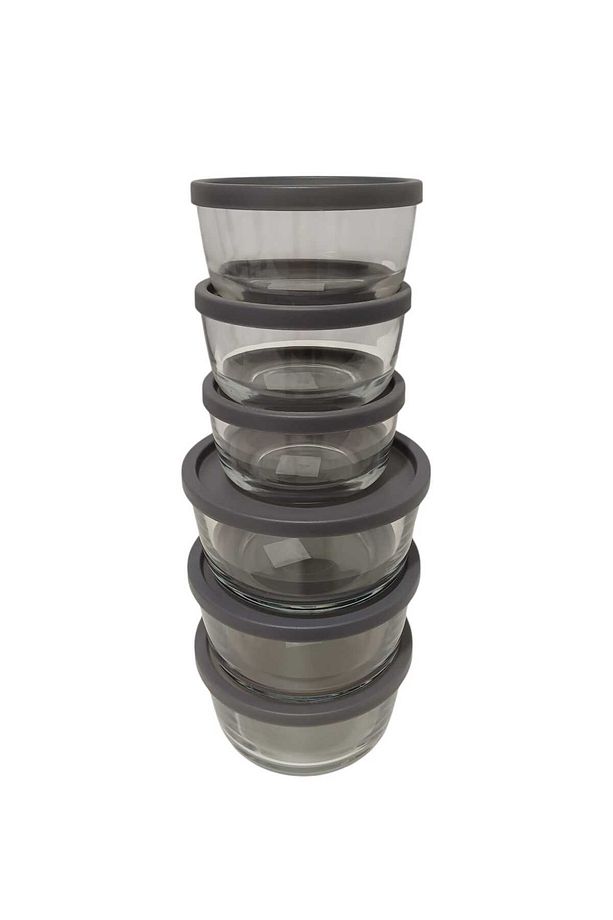 FEYZADE Round Saklama Kabı (380 cc X 3 ADET)- (800 cc X 3 ADET) ANTRASİT KAPAKLI - 1