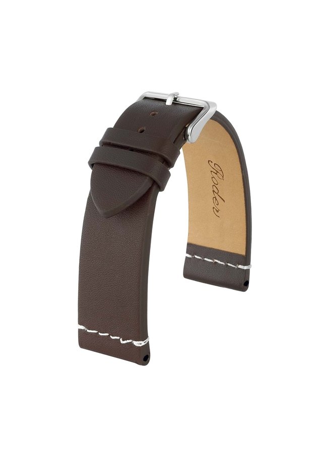 R4142W Leather Strap - Brown-White - 20mm