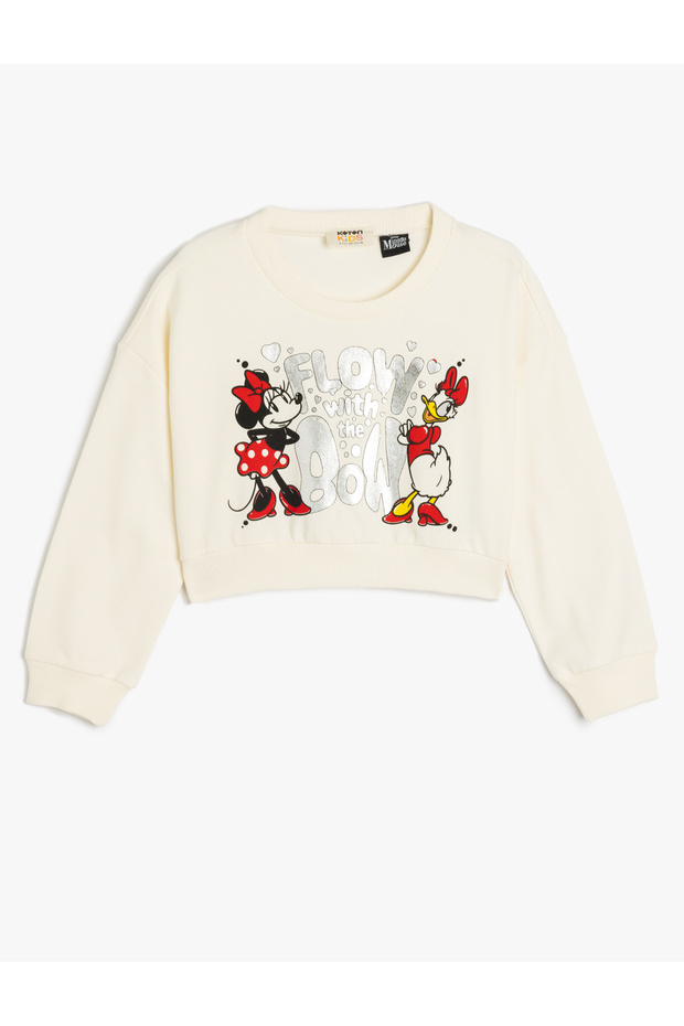 Minnie Mouse Sweatshirt Licensed Long Sleeve Crew Neck Embroidered