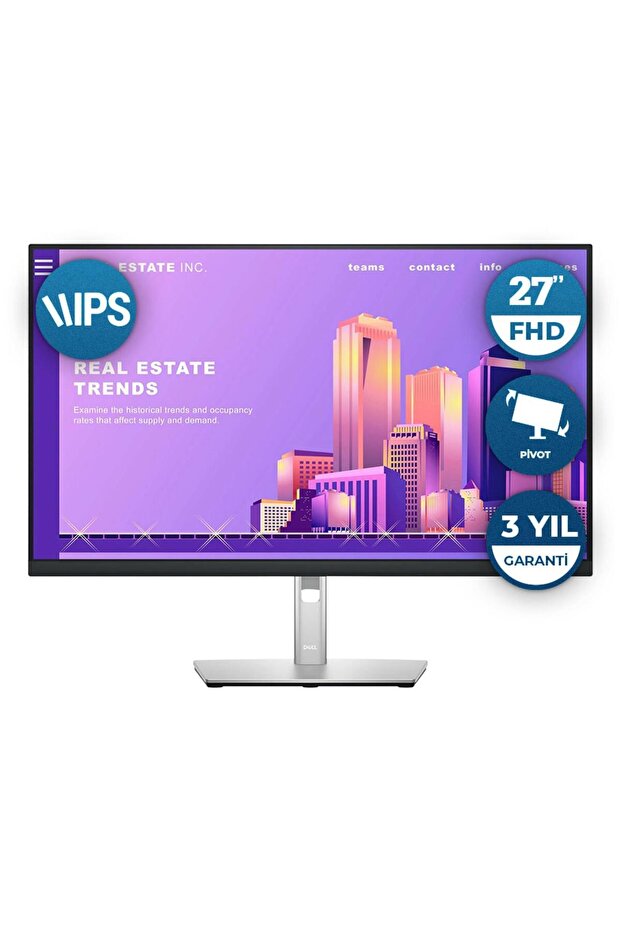 P2722H 27" 60Hz 5Ms VGA+HDMI+DP+USB FullHD IPS Pivot Vesa Monitör - 1