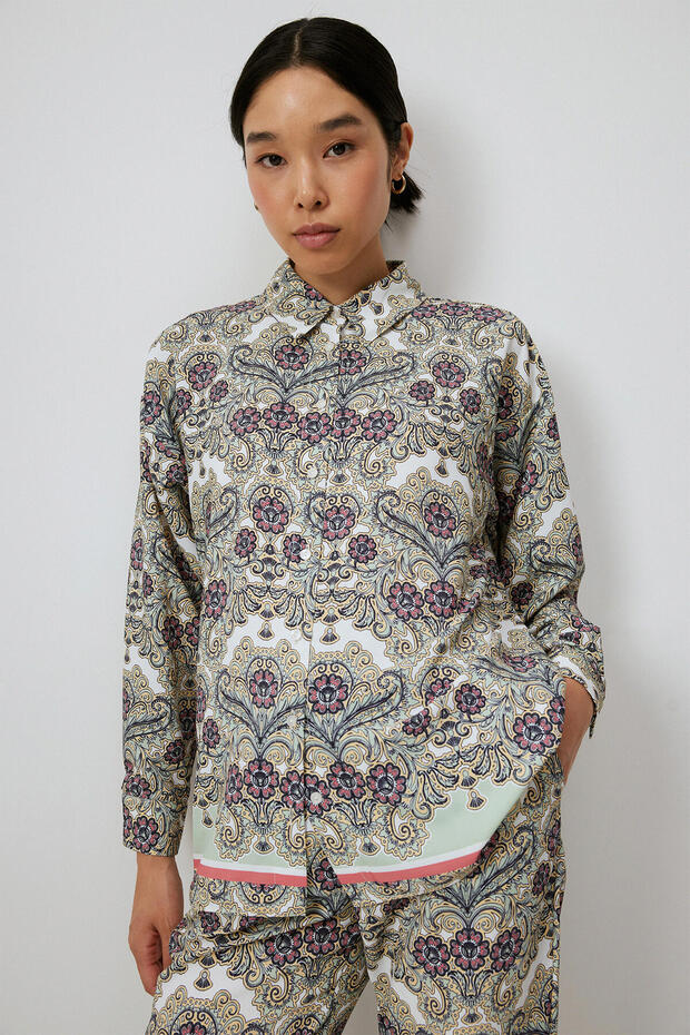 طقم بنطلون قميص منقوش - 3