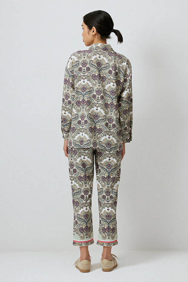 طقم بنطلون قميص منقوش - 4