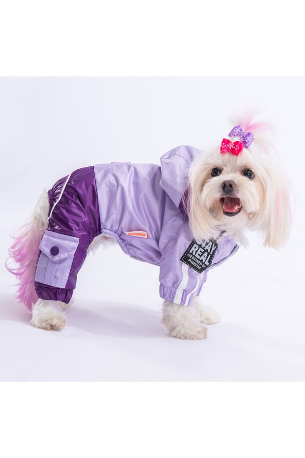 Lilac-purple Bicolor Dog Jumpsuit Raincoat Dog Raincoat Dog Apparel Dog Suit