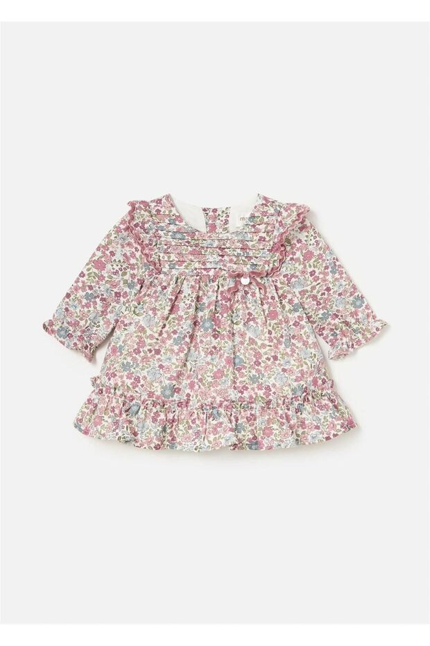 Baby Girl Ruffle Patterned Dress Pink 2887