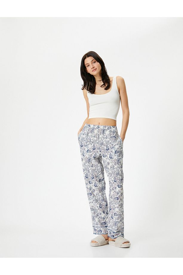 Çiçekli Pijama Altı Beli Lastikli - 2