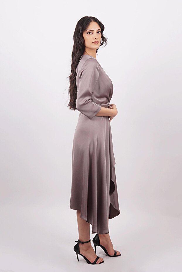 Vizon V Yaka Elbise - 4