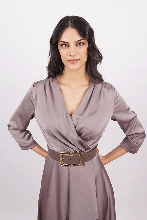 Vizon V Yaka Elbise - 2