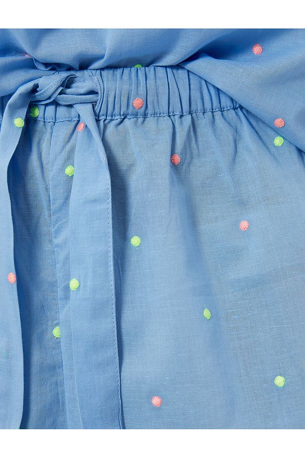 Pijama Altı Şort Beli Bağcıklı İşlemeli - 6