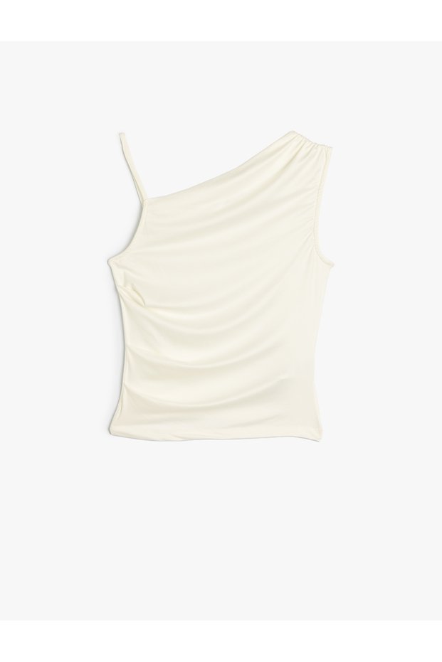Single Shoulder Sleeveless Asymmetric Collar Draped