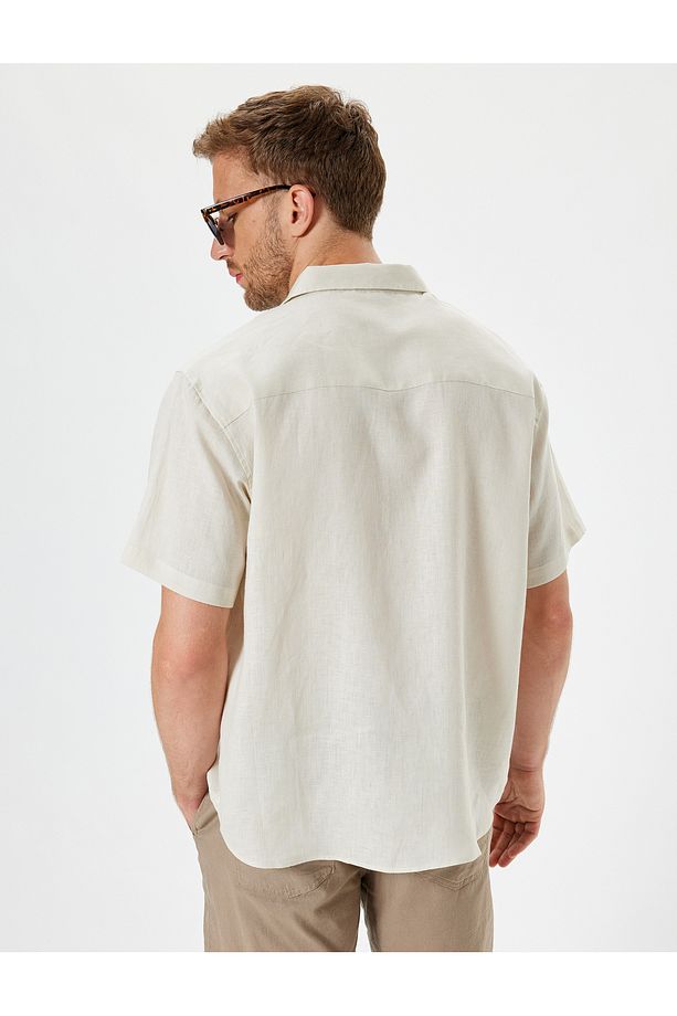 Keten Gömlek Basic Devrik Yaka Regular Fit - 4