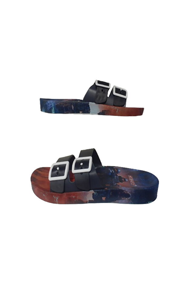 Boy's Black-Brown-Navy Blue Hero Figured Non-Slip Sole Daily Slippers Gzerr585-0